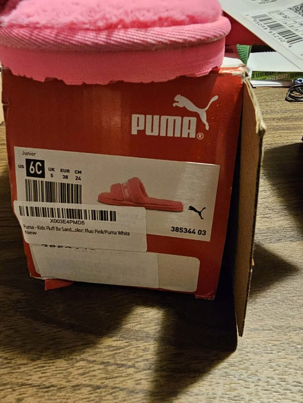 Puma pink fuzzy slides on US 6C New